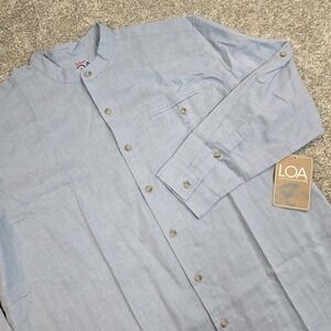 Rail‎ Riders Love Of Adventure LOA Mens Sz XXL Blue Hemp Blend Button Up Shirt